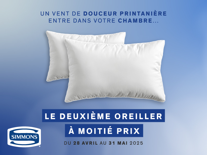 Le 2e oreiller à moitié prix