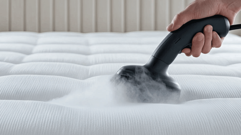Nettoyeur vapeur sur un lit